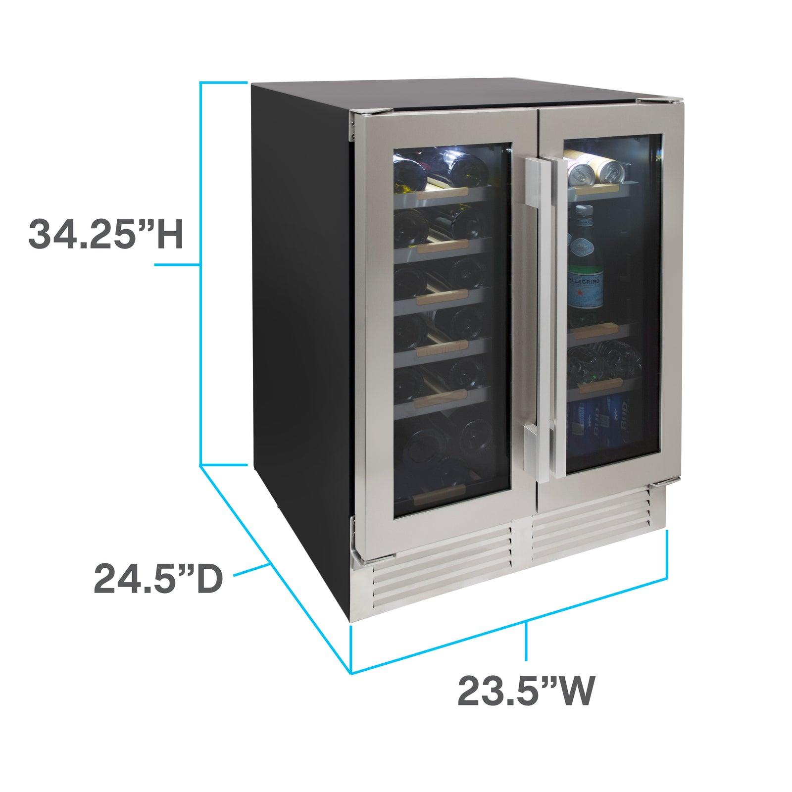 Avanti WBE1956Z3S Avanti Elite Side By Side Wine And Beverage Cooler - Stainless Steel / 19 Bottles / 56 12 Oz. Cans
