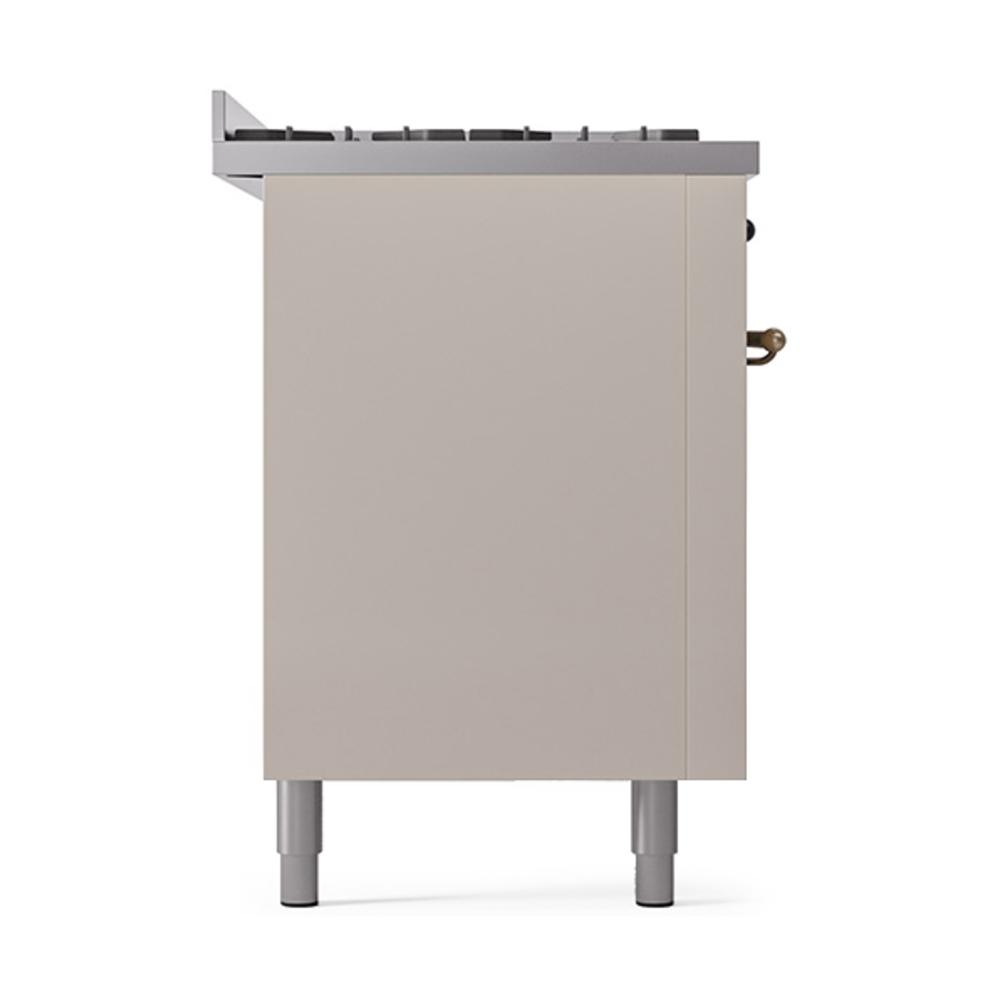 Ilve UN60FQNMPAWBLP Ilve Un60Fqnmpawblp Nostalgie Ii Noblesse 60" Dual Fuel Range (9 Sealed Burners + Griddle, Liquid Propane, Solid Door, Antique White, Burnished)