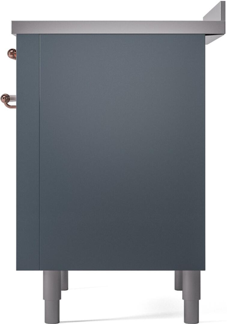 Ilve UPI366NMPBGP Nostalgie Ii 36 Inch Electric Freestanding Range In Blue Grey With Copper Trim