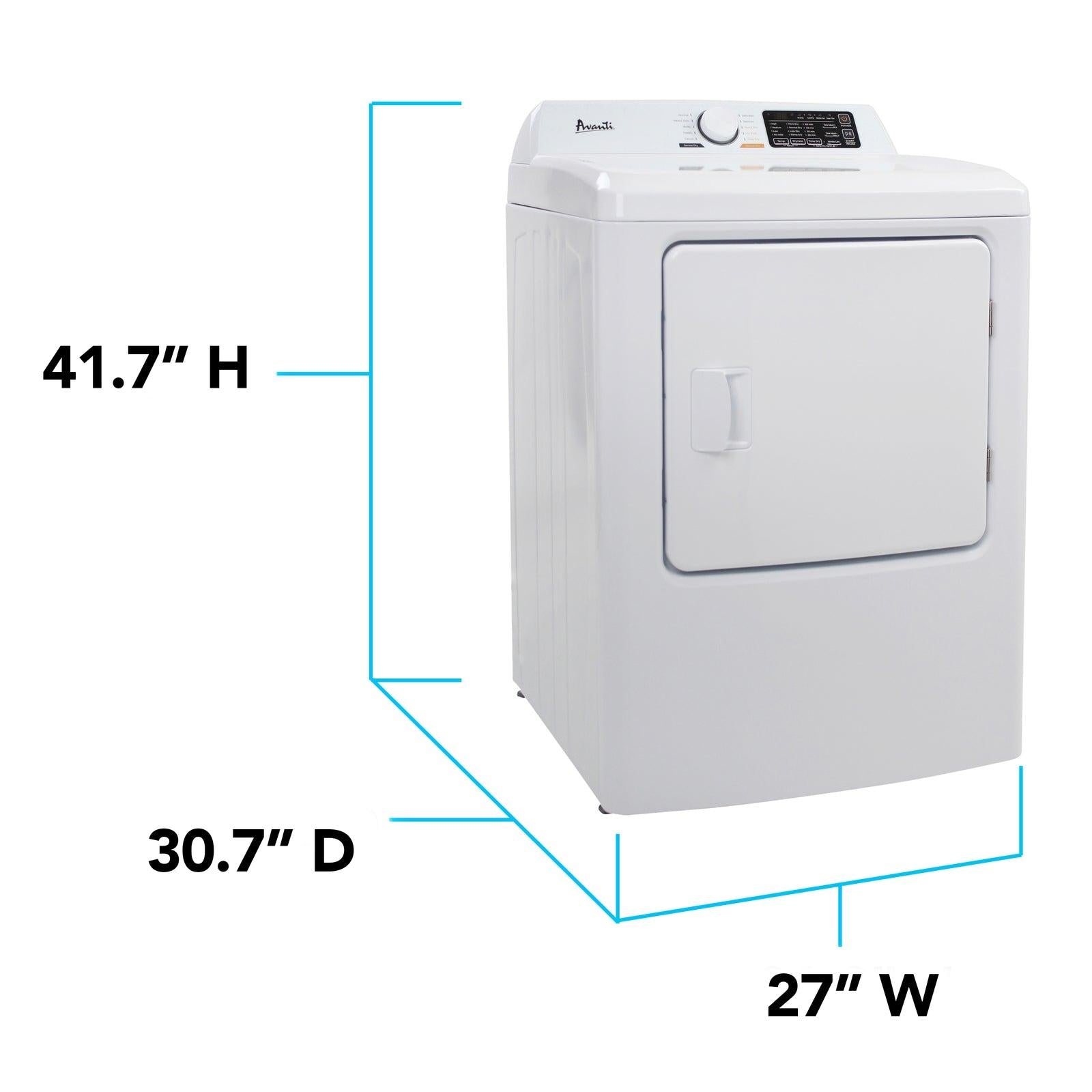 Avanti SED70D0W Avanti Front Load Electric Clothes Dryer, 7.0 Cu. Ft. Capacity - White / 7.0 Cu. Ft.