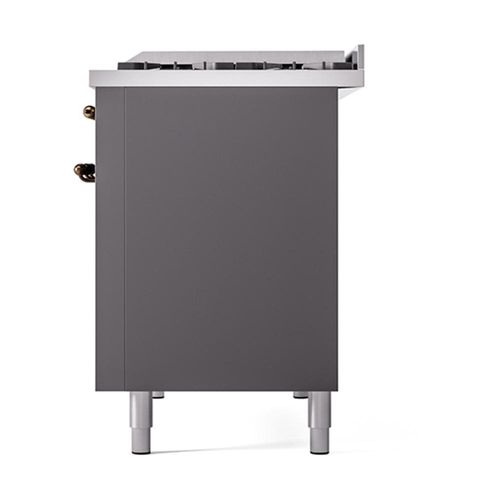 Ilve UN48FQNMPMGBLP Ilve Un48Fqnmpmgblp Nostalgie Ii Noblesse 48" Dual Fuel Range (8 Sealed Burners + Griddle, Liquid Propane, Solid Door, Graphite Matte, Burnished)