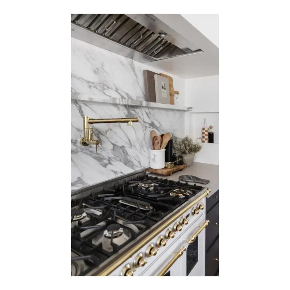 Ilve UP488NMPWHGLP Ilve Up488Nmpwhglp Nostalgie Ii 48 Inch Dual Fuel Range With 8 Total Black Brass Sealed Burners, Brass Trim (Limited Edition) (Liquid Propane, White)