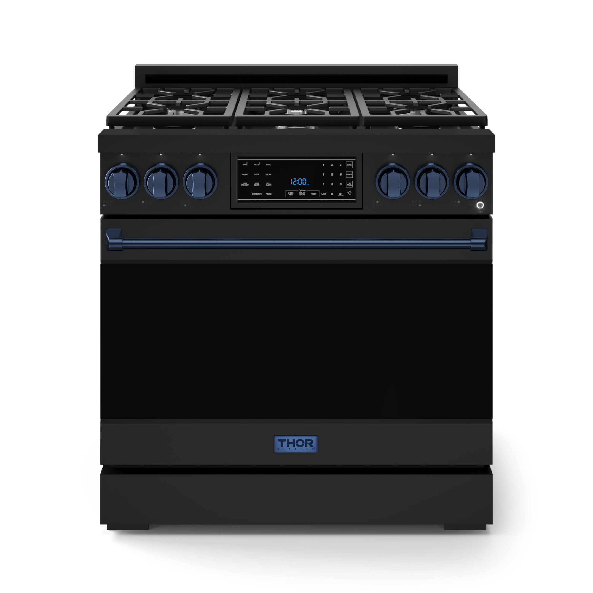 Thor Kitchen RSG36BBLU 36 Inch Professional Gas Range With Tilt Panel Touch Control In Stainless Black/Blue Gordon Ramsay Series - Rsg36B-Blu