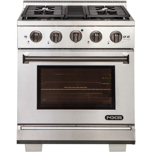 Nxr Ranges AKD3001LP 30-In. Culinary Series Professional Style Lp Gas And Electric Dual Fuel Range, Stainless Steel