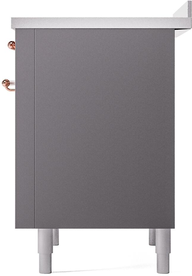 Ilve UPI366NMPMGP Nostalgie Ii 36 Inch Electric Freestanding Range In Matte Graphite With Copper Trim