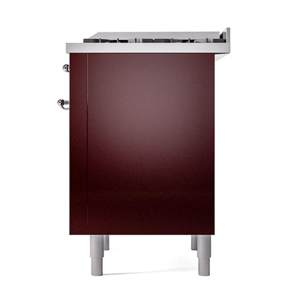 Ilve UN36FQNMPBUC Ilve Un36Fqnmpbuc Nostalgie Ii Noblesse 36" Dual Fuel Range (Natural Gas, Solid Door, Burgundy, Chrome)