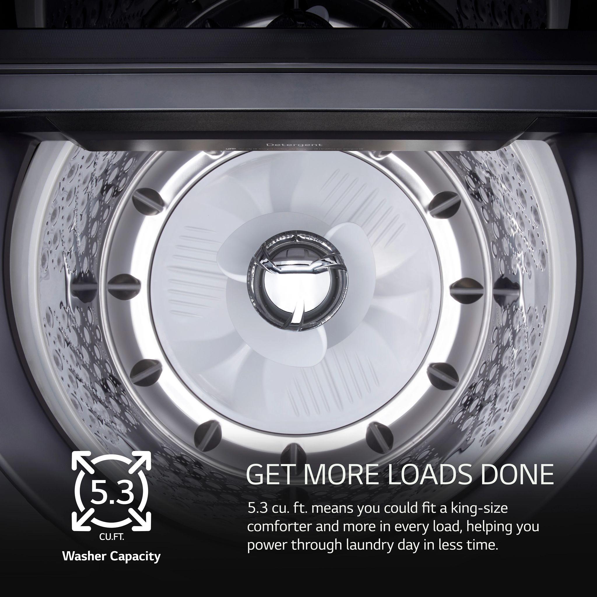Lg WT8405CB 5.3 Cu. Ft. Mega Capacity Smart Top Load Washer With 4-Way® Agitator, Easyunload™ & Ai Sensing