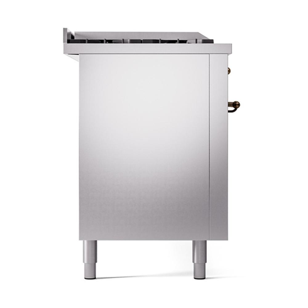 Ilve UN60FSQNMPSSBLP Ilve Un60Fsqnmpssblp Nostalgie Ii Noblesse 60" Dual Fuel Range (7 Sealed Burners + Griddle + French Top, Liquid Propane, Solid Door, Stainless Steel, Burnished)