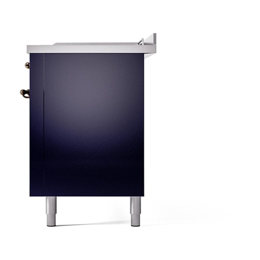 Ilve UN60FSQNMPMBBLP Ilve Un60Fsqnmpmbblp Nostalgie Ii Noblesse 60" Dual Fuel Range (7 Sealed Burners + Griddle + French Top, Liquid Propane, Solid Door, Midnight Blue, Burnished)