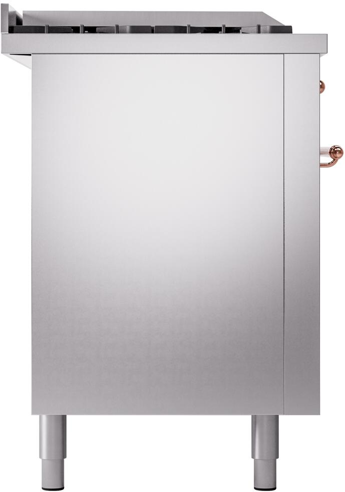 Ilve UP60FSNMPSSPLP Nostalgie Ii 60 Inch Dual Fuel Liquid Propane Freestanding Range In Stainless Steel With Copper Trim