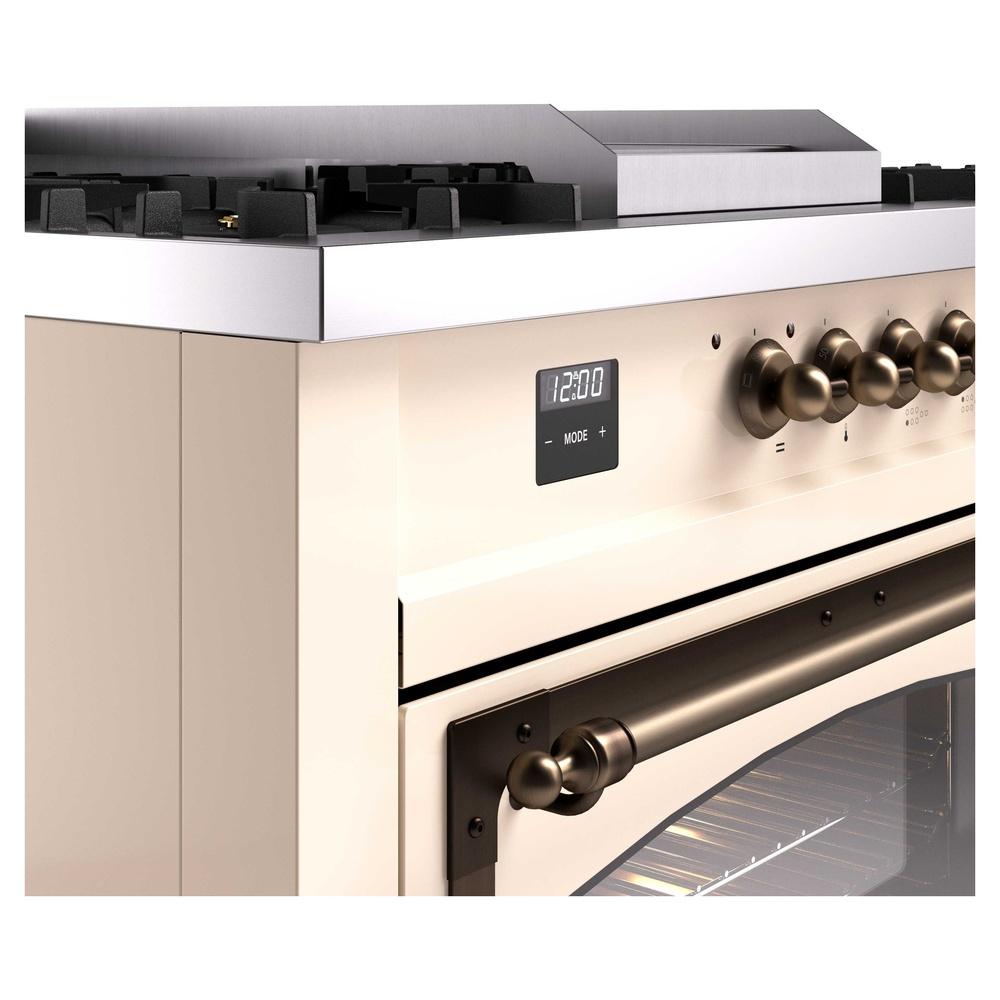 Ilve UN60FSNMPAWBLP Ilve Un60Fsnmpawblp Nostalgie Ii Noblesse 60" Dual Fuel Range (7 Sealed Burners + Griddle + French Top, Liquid Propane, Triple Glass Door, Antique White, Burnished)