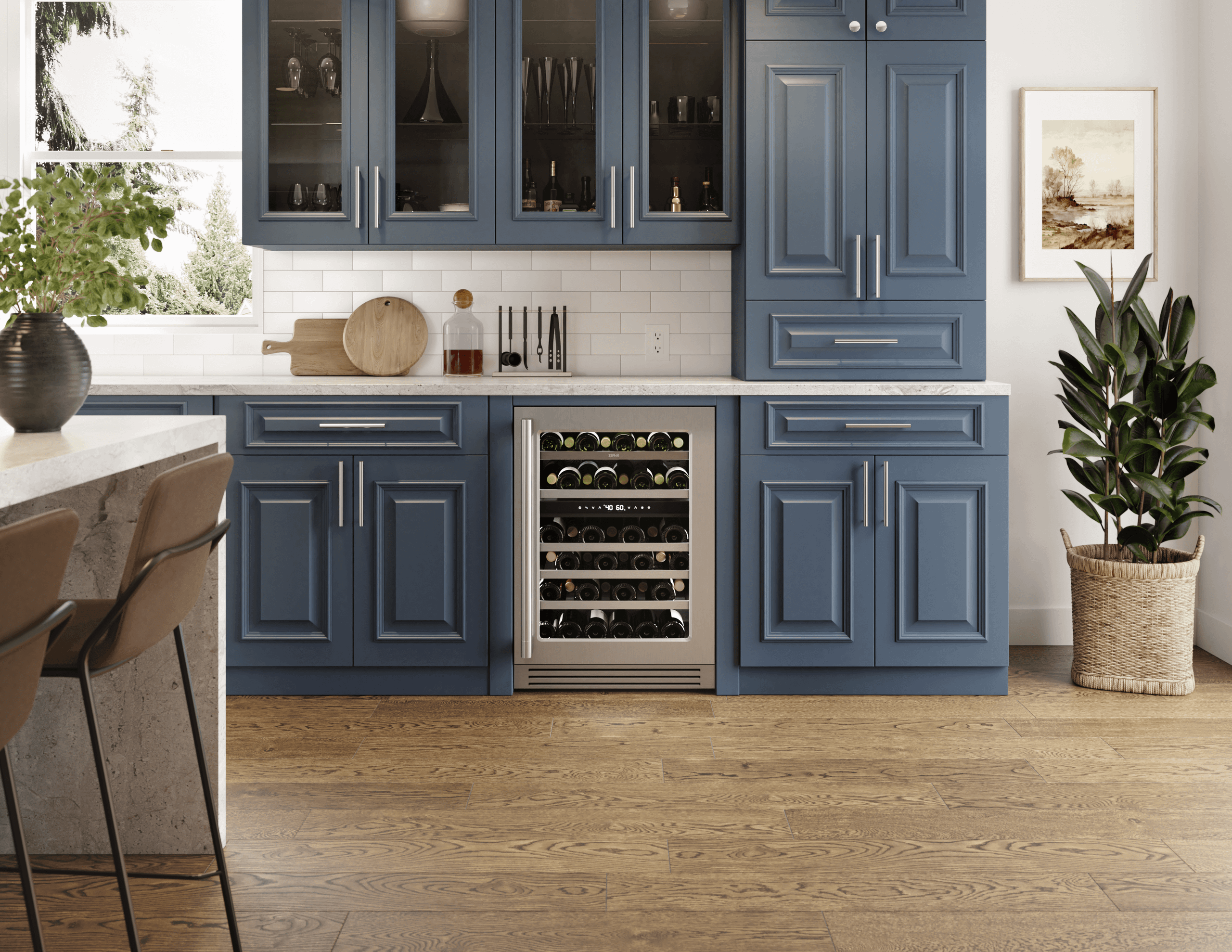 Zephyr PRPW24C02CG Presrv Pro Wine Cooler, 24In Under Cabinet, Ss+Glass, Reverse Door, 2 Zone