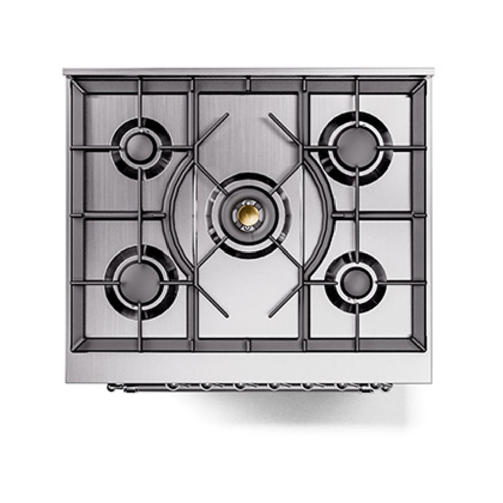 Ilve UN30QNMPBKCLP Ilve Un30Qnmpbkclp Nostalgie Ii Noblesse 30" Dual Fuel Range (Liquid Propane, Solid Door, Glossy Black, Chrome)