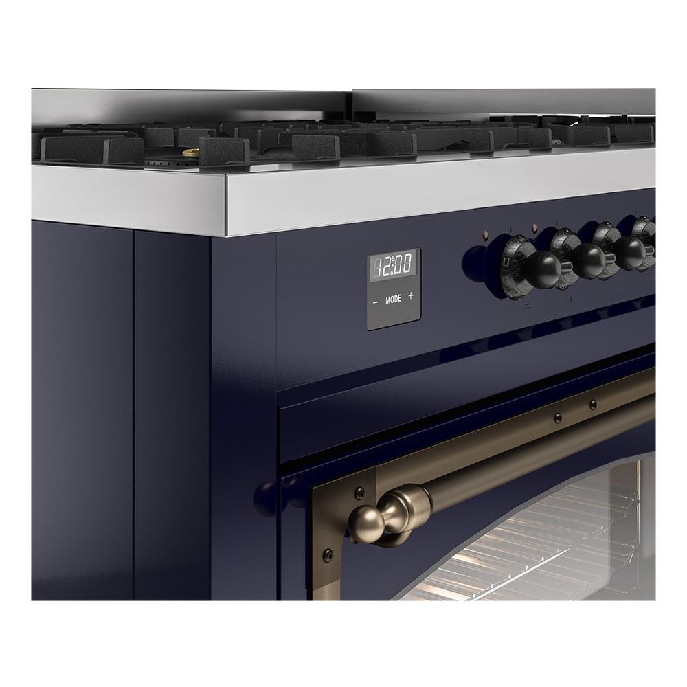Ilve UN60FNMPMBBLP Ilve Un60Fnmpmbblp Nostalgie Ii Noblesse 60" Dual Fuel Range (9 Sealed Burners + Griddle, Liquid Propane, Triple Glass Door, Midnight Blue, Burnished)