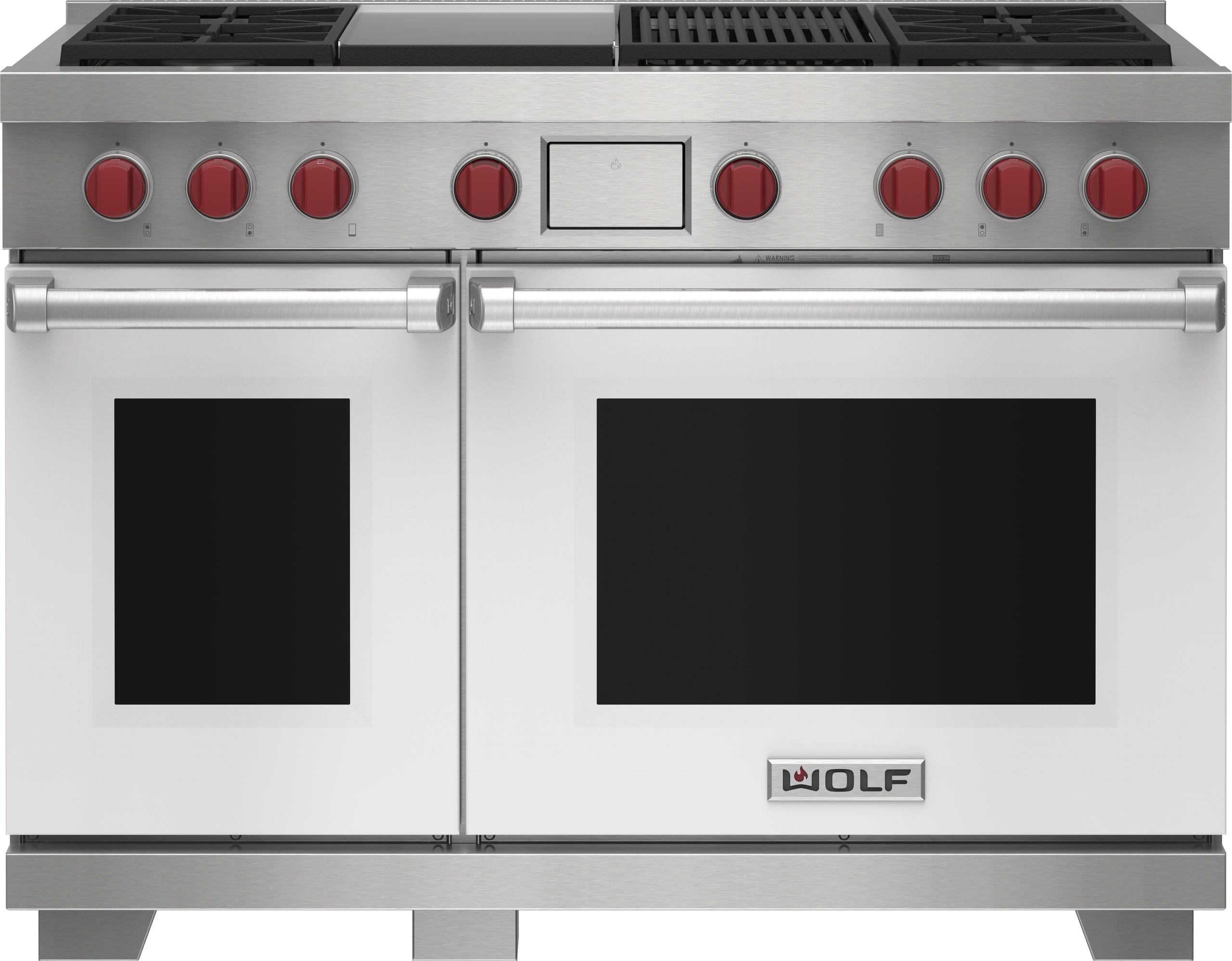 Wolf DF48450CGBKP 48" Dual Fuel Range - 4 Burners, Infrared Charbroiler And Infrared Griddle