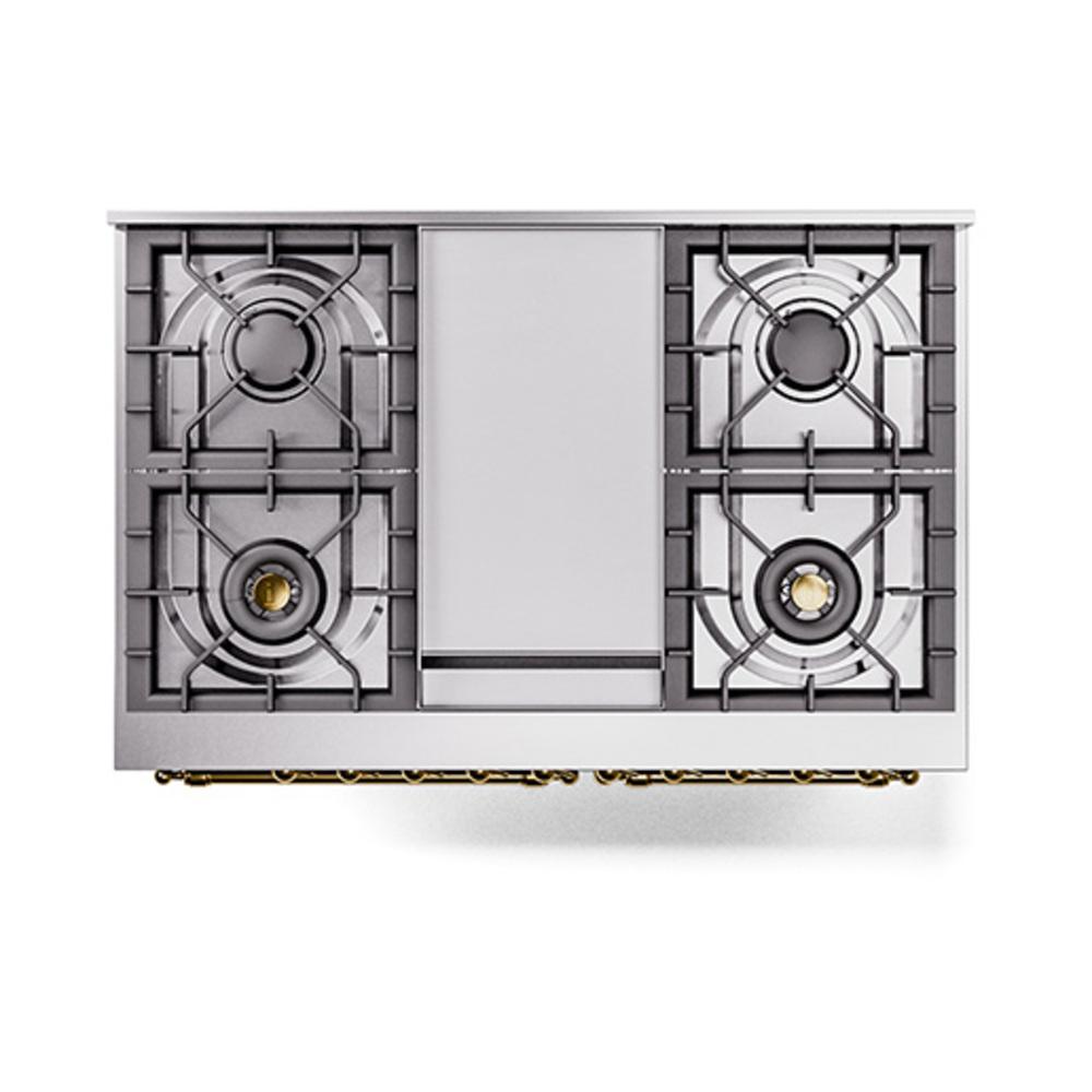 Ilve UND40FNMPBUGLP Ilve Und40Fnmpbuglp Nostalgie Ii Noblesse 40" Dual Fuel Range (Liquid Propane, Triple Glass Door, Burgundy, Brass)