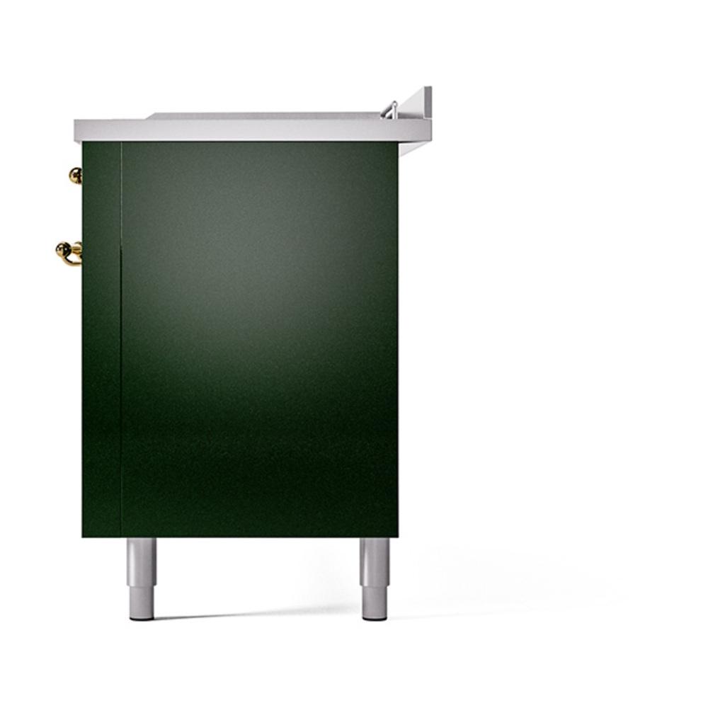 Ilve UN60FSQNMPEGGLP Ilve Un60Fsqnmpegglp Nostalgie Ii Noblesse 60" Dual Fuel Range (7 Sealed Burners + Griddle + French Top, Liquid Propane, Solid Door, Emerald Green, Brass)