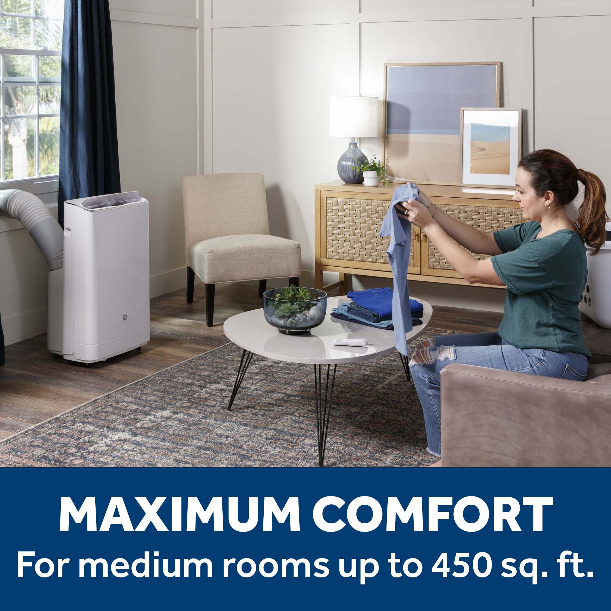 Ge Appliances APLH10WWF Ge® 10,000 Btu Class Smart Heat/Cool Portable Air Conditioner For Medium Rooms Up To 450 Sq Ft. (10,300 Btu Doe)