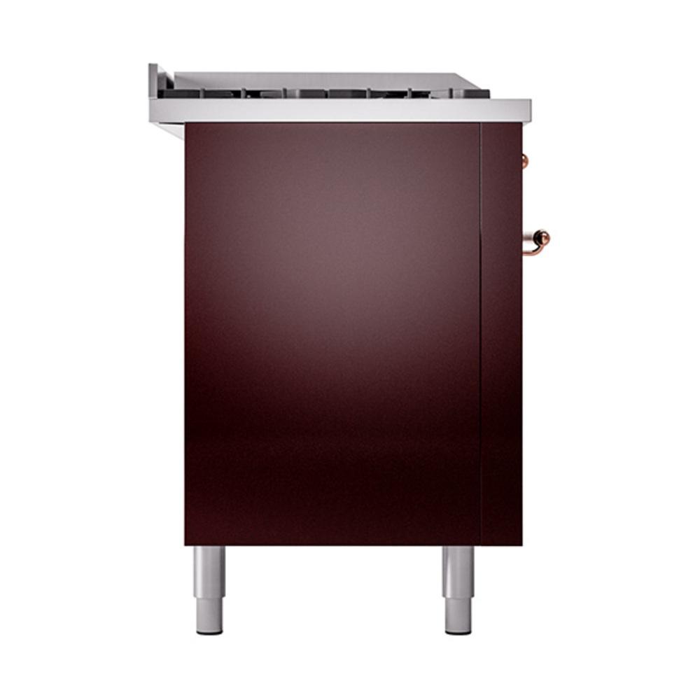 Ilve UN60FSQNMPBUPLP Ilve Un60Fsqnmpbuplp Nostalgie Ii Noblesse 60" Dual Fuel Range (7 Sealed Burners + Griddle + French Top, Liquid Propane, Solid Door, Burgundy, Copper)