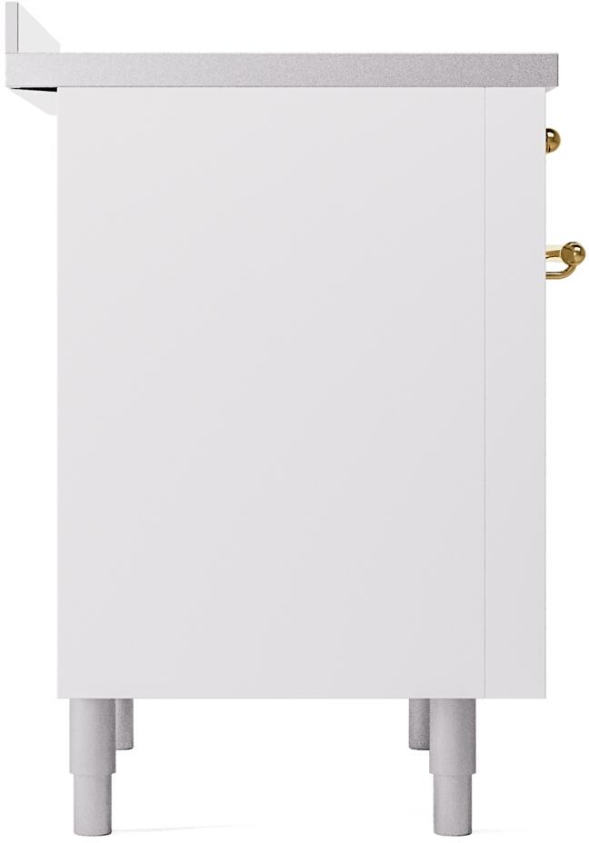 Ilve UPI366NMPWHG Nostalgie Ii 36 Inch Electric Freestanding Range In White With Brass Trim