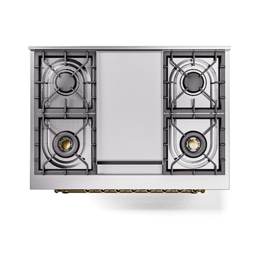 Ilve UN36FNMPBKGLP Ilve Un36Fnmpbkglp Nostalgie Ii Noblesse 36" Dual Fuel Range (Liquid Propane, Triple Glass Door, Glossy Black, Brass)