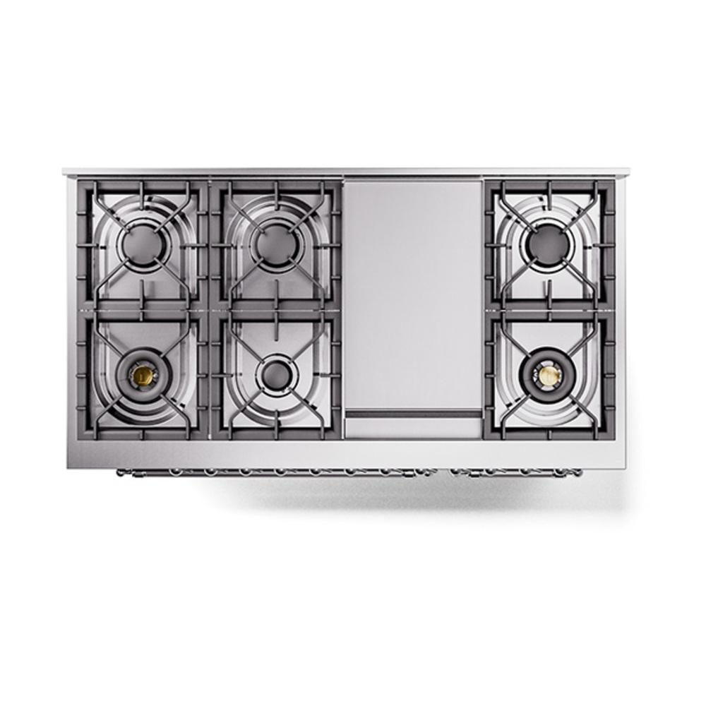 Ilve UN48FQNMPBUCLP Ilve Un48Fqnmpbuclp Nostalgie Ii Noblesse 48" Dual Fuel Range (8 Sealed Burners + Griddle, Liquid Propane, Solid Door, Burgundy, Chrome)
