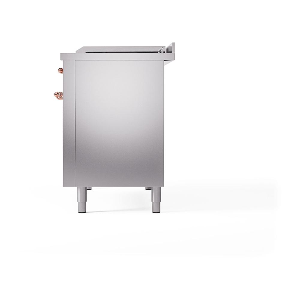 Ilve UN48FSQNMPSSP Ilve Un48Fsqnmpssp Nostalgie Ii Noblesse 48" Dual Fuel Range (5 Sealed Burners + Griddle + French Top, Natural Gas, Solid Door, Stainless Steel, Copper)