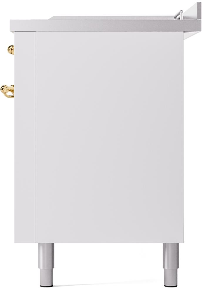 Ilve UP60FSNMPWHGLP Nostalgie Ii 60 Inch Dual Fuel Liquid Propane Freestanding Range In White With Brass Trim
