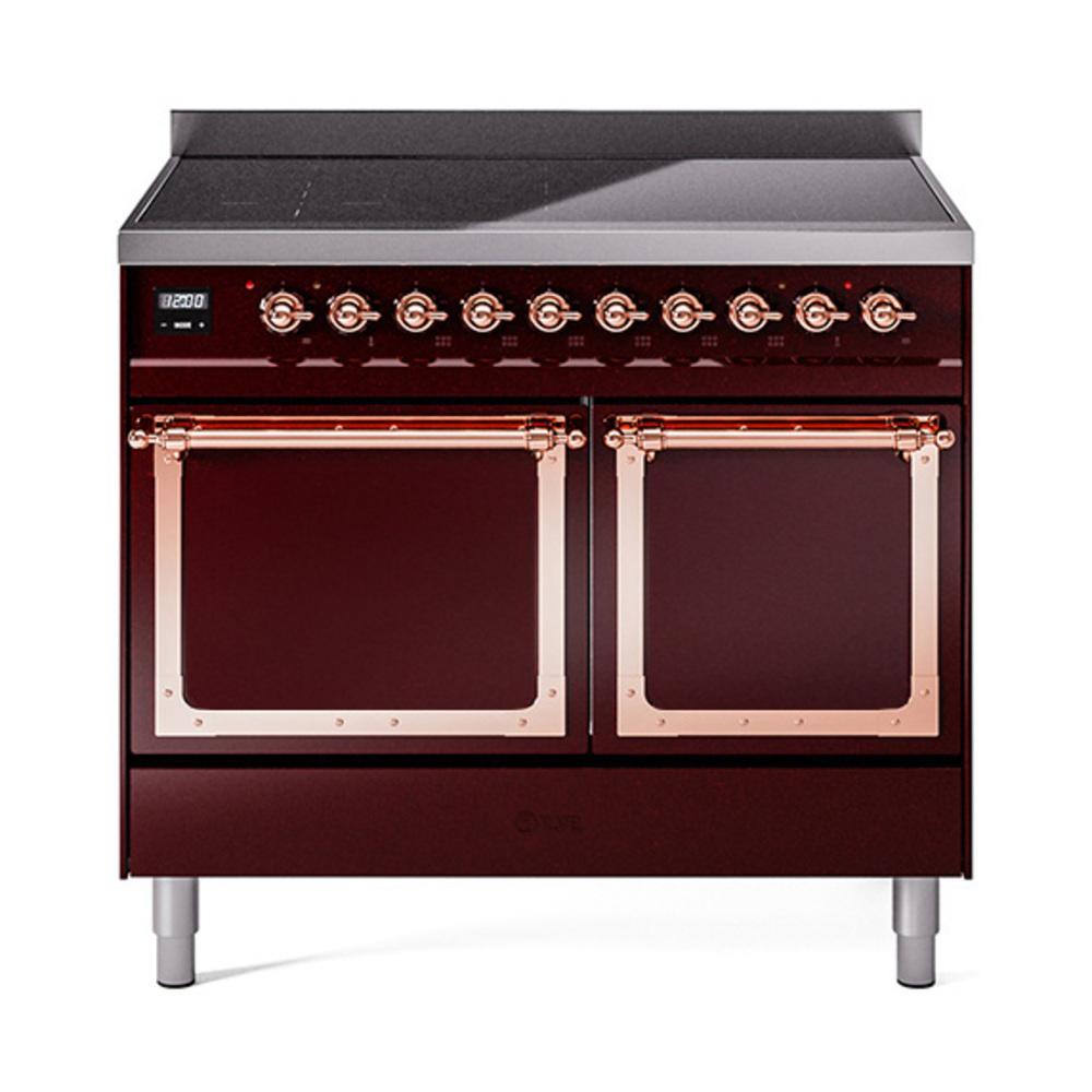 Ilve UNDI406QNMPBUP Ilve Undi406Qnmpbup Nostalgie Ii Noblesse 40" Induction Range (Solid Door, Burgundy, Copper)
