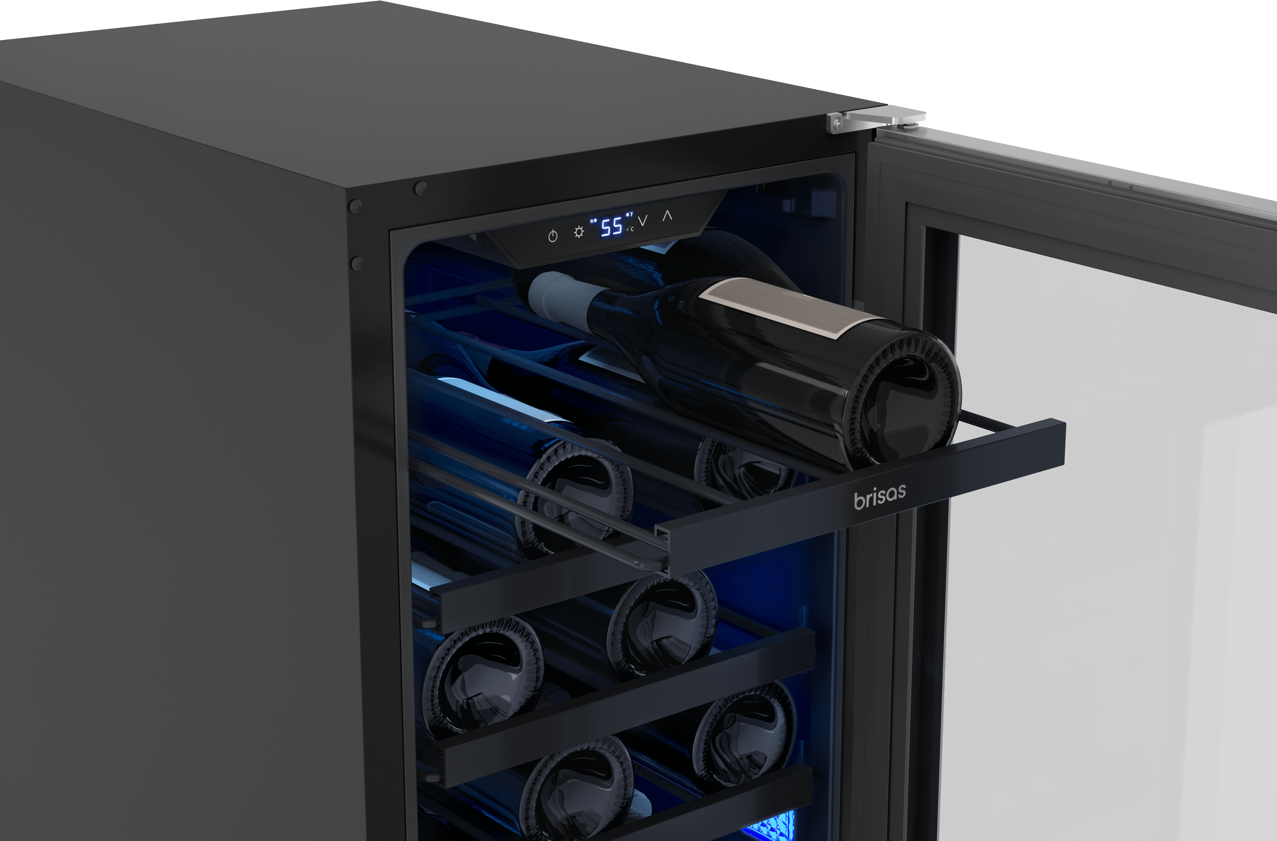 Zephyr BWN15C01AG Brisas Wine Cooler, 15In Uc, Ss+Gls, Rvs Dr, 1Z