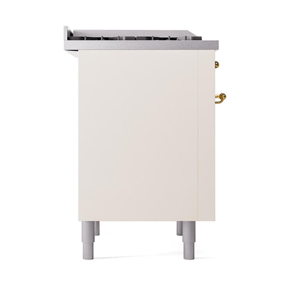 Ilve UN36FQNMPAWGLP Ilve Un36Fqnmpawglp Nostalgie Ii Noblesse 36" Dual Fuel Range (Liquid Propane, Solid Door, Antique White, Brass)