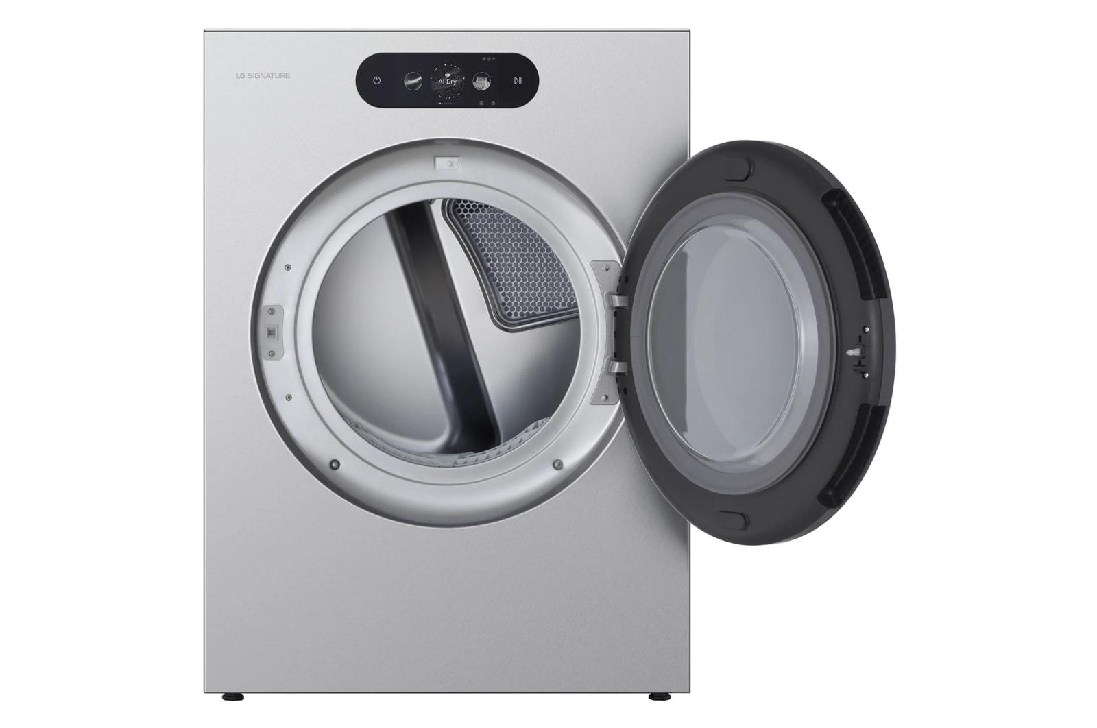 Lg DLEX9900S Lg Signature 9.0 Cu. Ft. Mega Capacity Smart Front Load Electric Dryer With Built-In Intelligence, Turbosteam® And Touch Lcd Control