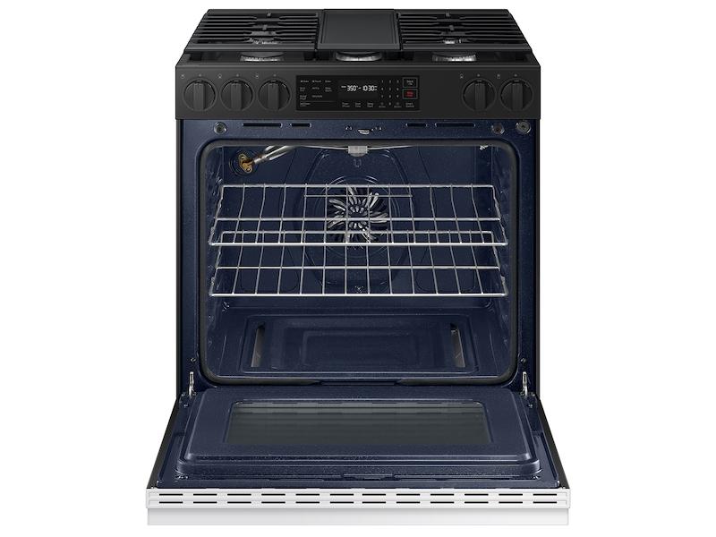 Samsung NSG6DB830012 Bespoke 6.0 Cu. Ft. Smart Slide-In Gas Range With Air Fry & Precision Knobs In White Glass