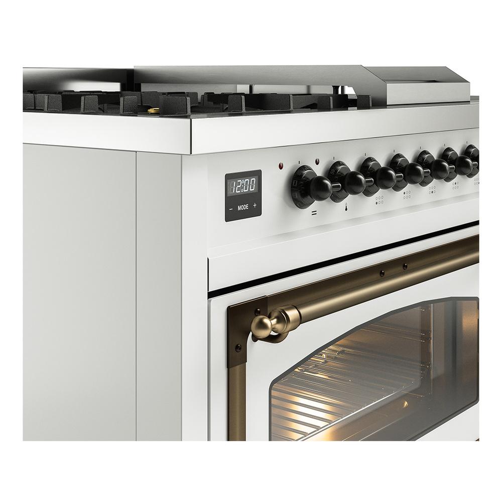 Ilve UN48FSNMPRABLP Ilve Un48Fsnmprablp Nostalgie Ii Noblesse 48" Dual Fuel Range (5 Sealed Burners + Griddle + French Top, Liquid Propane, Triple Glass Door, Ral, Burnished)