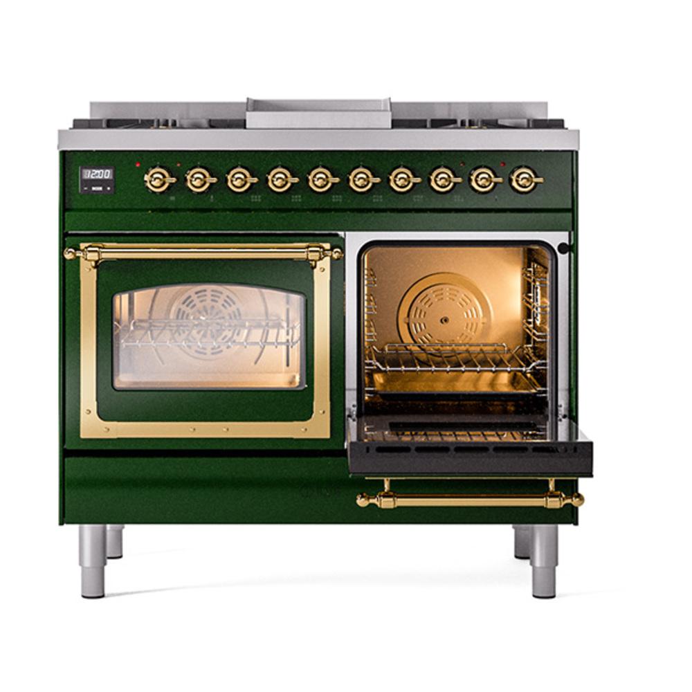 Ilve UND40FNMPEGGLP Ilve Und40Fnmpegglp Nostalgie Ii Noblesse 40" Dual Fuel Range (Liquid Propane, Triple Glass Door, Emerald Green, Brass)