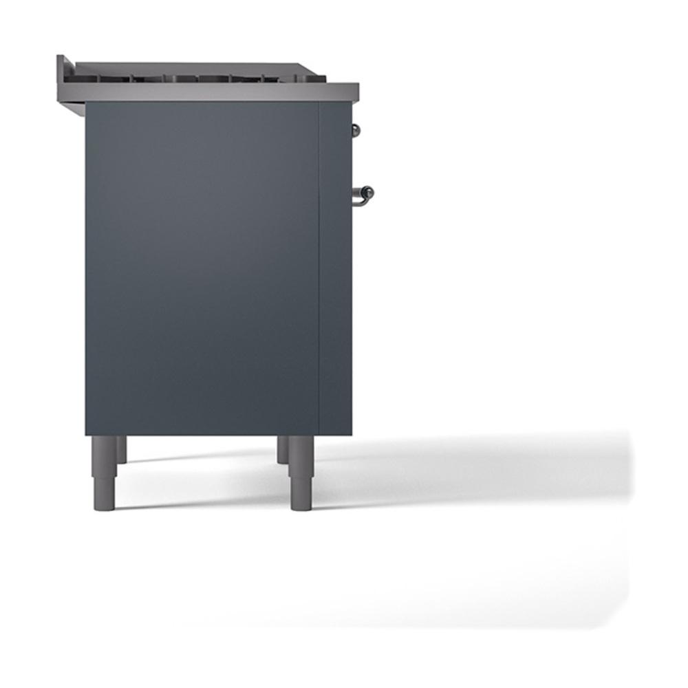 Ilve UN36FQNMPBGC Ilve Un36Fqnmpbgc Nostalgie Ii Noblesse 36" Dual Fuel Range (Natural Gas, Solid Door, Blue Grey, Chrome)