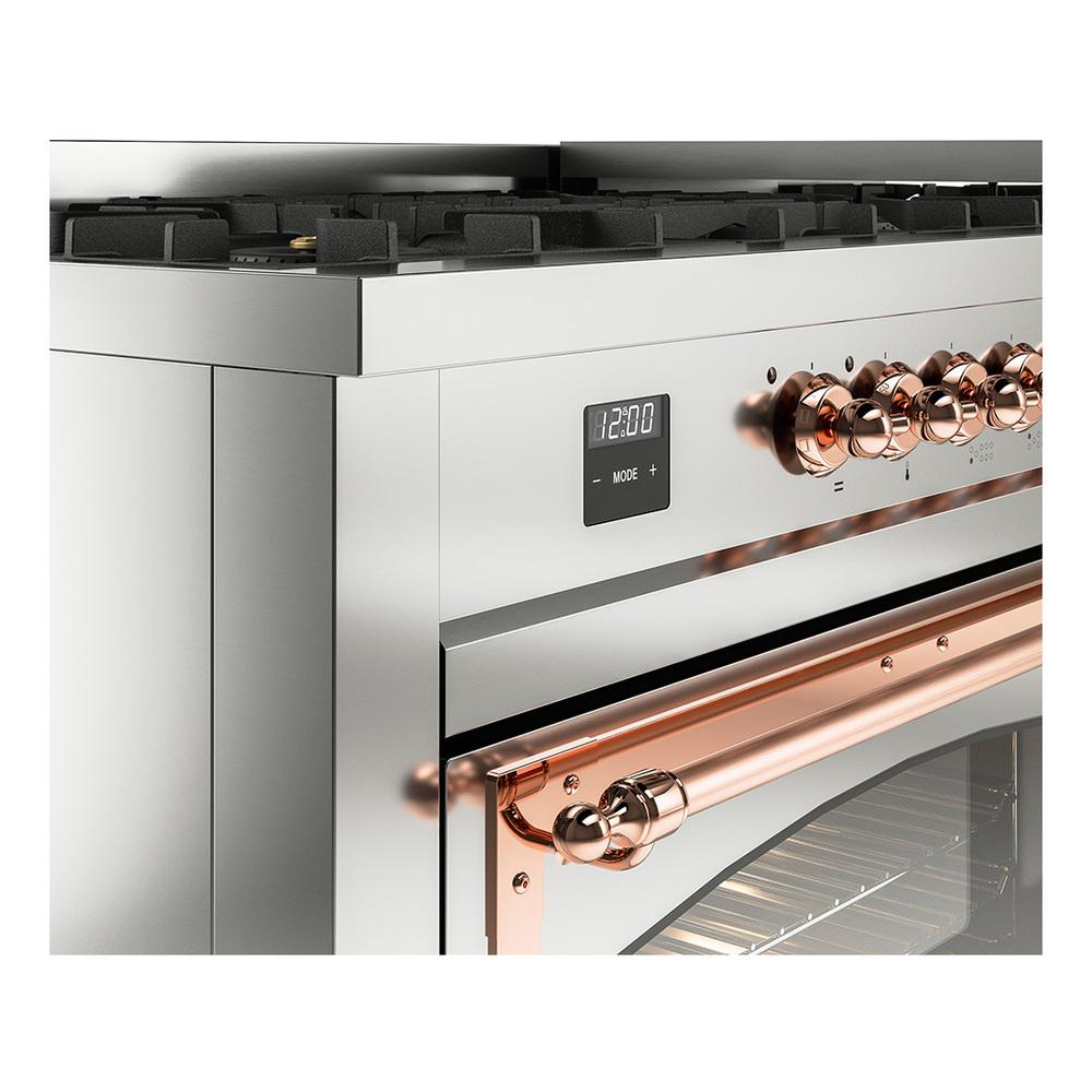 Ilve UN60FNMPSSP Ilve Un60Fnmpssp Nostalgie Ii Noblesse 60" Dual Fuel Range (9 Sealed Burners + Griddle, Natural Gas, Triple Glass Door, Stainless Steel, Copper)