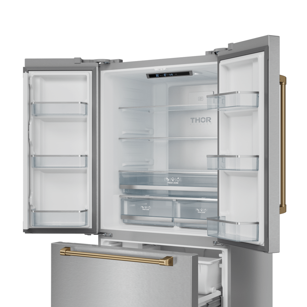 Thor Kitchen RF3621CTD99BRZ 36 Inch 20.3 Cu Ft French Door Counter Depth Refrigerator With Ice Maker In Stainless Steel/Bronze Gordon Ramsay Series - Rf3621Ctd99-Brz