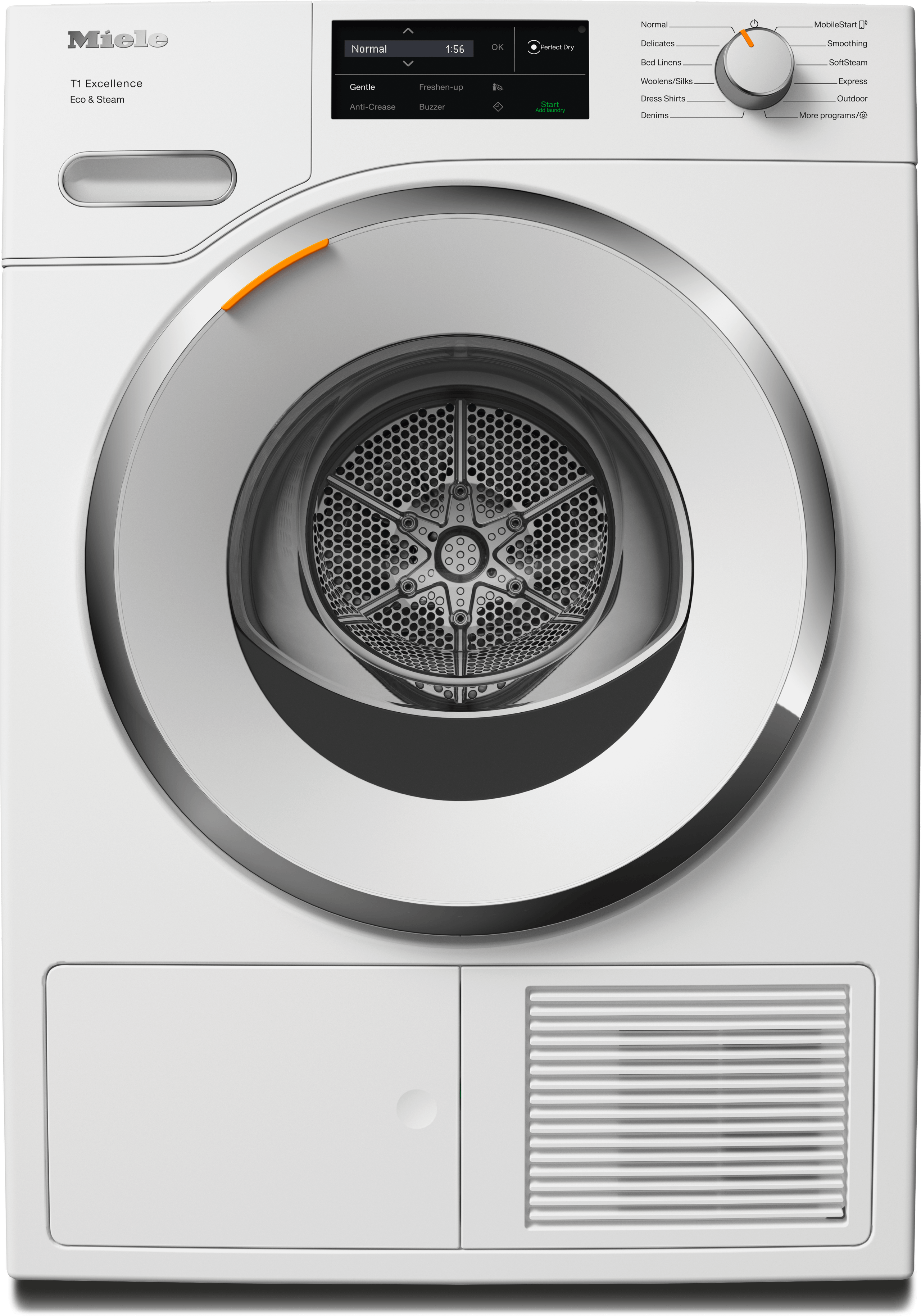 Miele TXI680WP Txi680Wp Eco & Steam Lotus White - T1 Heat-Pump Dryer: 18Lb Comfortsensor Steamfinish Honeycomb Drum Fragrancedos Miele@Home