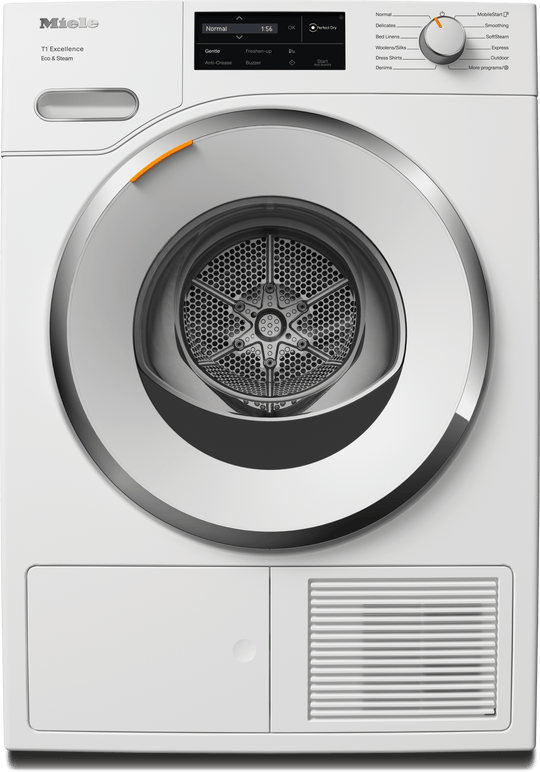 Miele TXI680WP Txi680Wp Eco & Steam Lotus White - T1 Heat-Pump Dryer: 18Lb Comfortsensor Steamfinish Honeycomb Drum Fragrancedos Miele@Home