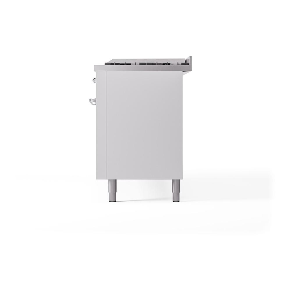 Ilve UN60FQNMPWHC Ilve Un60Fqnmpwhc Nostalgie Ii Noblesse 60" Dual Fuel Range (9 Sealed Burners + Griddle, Natural Gas, Solid Door, White, Chrome)
