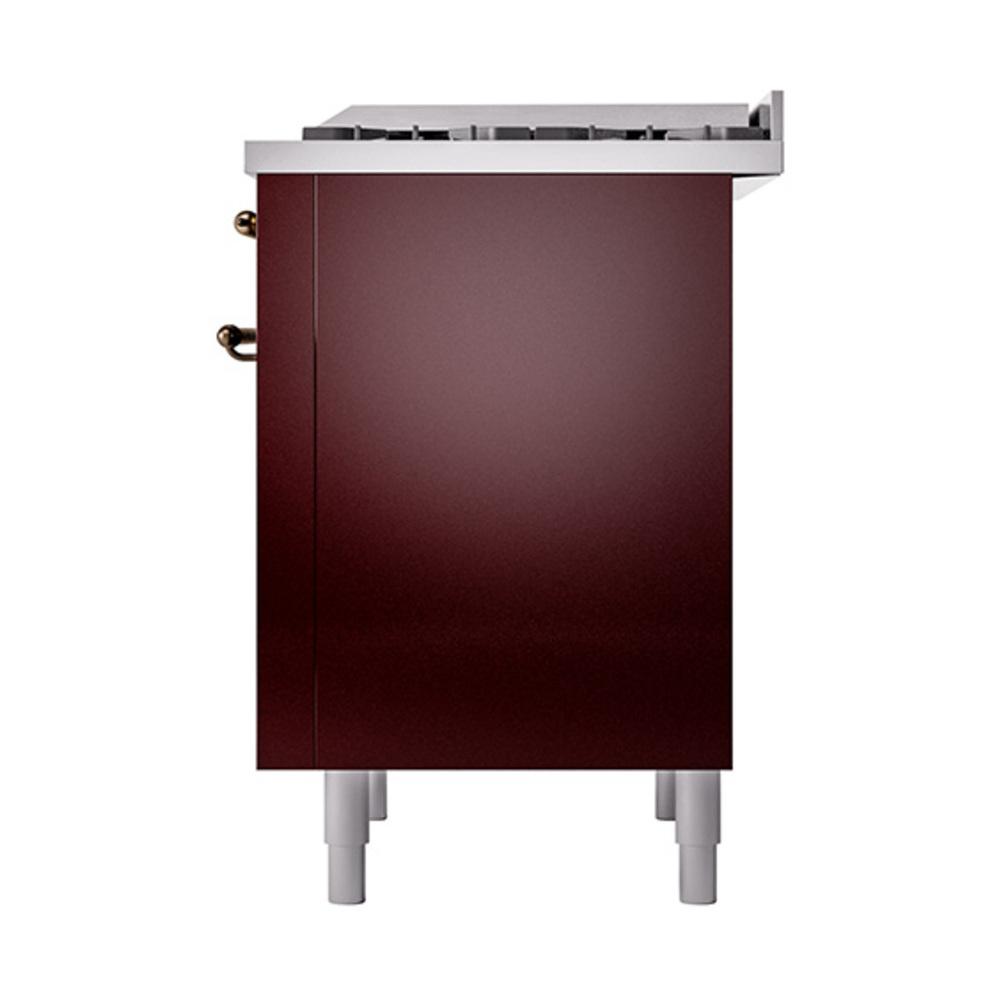 Ilve UN36FQNMPBUB Ilve Un36Fqnmpbub Nostalgie Ii Noblesse 36" Dual Fuel Range (Natural Gas, Solid Door, Burgundy, Burnished)