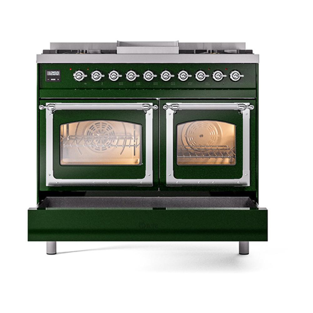 Ilve UND40FNMPEGC Ilve Und40Fnmpegc Nostalgie Ii Noblesse 40" Dual Fuel Range (Natural Gas, Triple Glass Door, Emerald Green, Chrome)