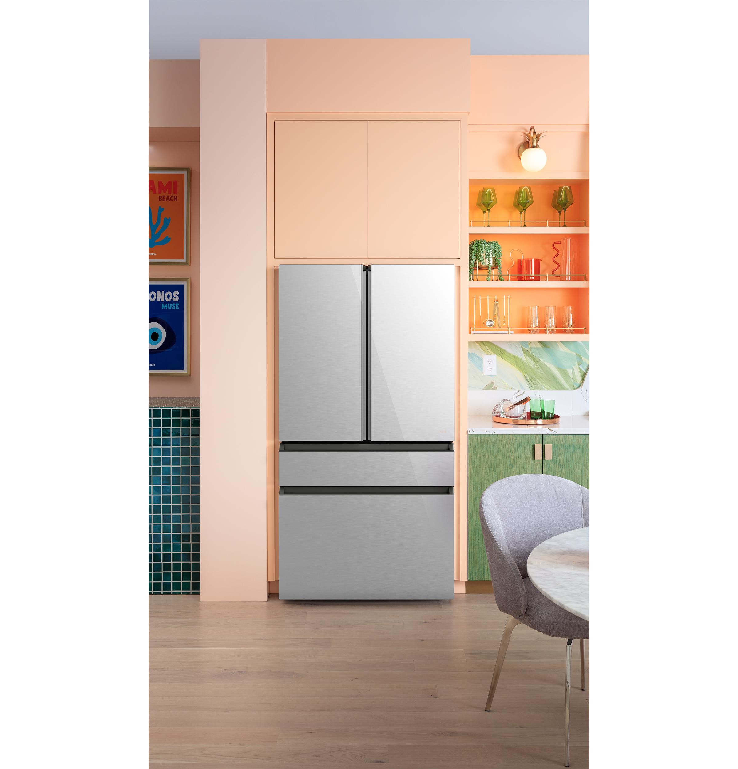 Cafe CJE23DM5WS5 Café™ Energy Star® 23.2 Cu. Ft. Smart Counter-Depth 4-Door French-Door Refrigerator In Platinum Glass With Dual-Dispense Autofill Pitcher