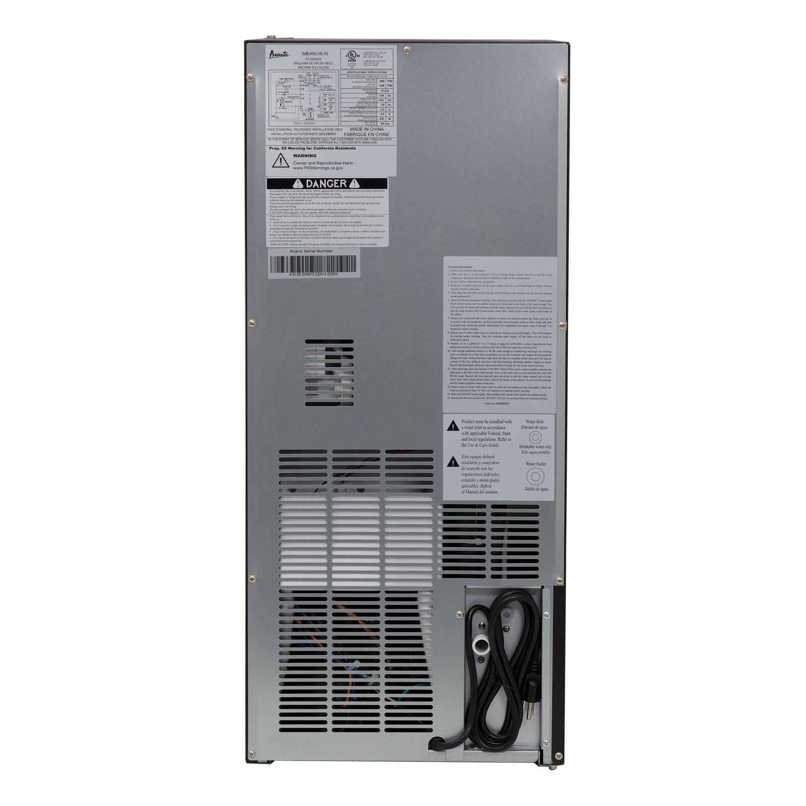 Avanti IME49U3SIS Avanti Elite Built-In Or Freestanding Ice Maker, 15