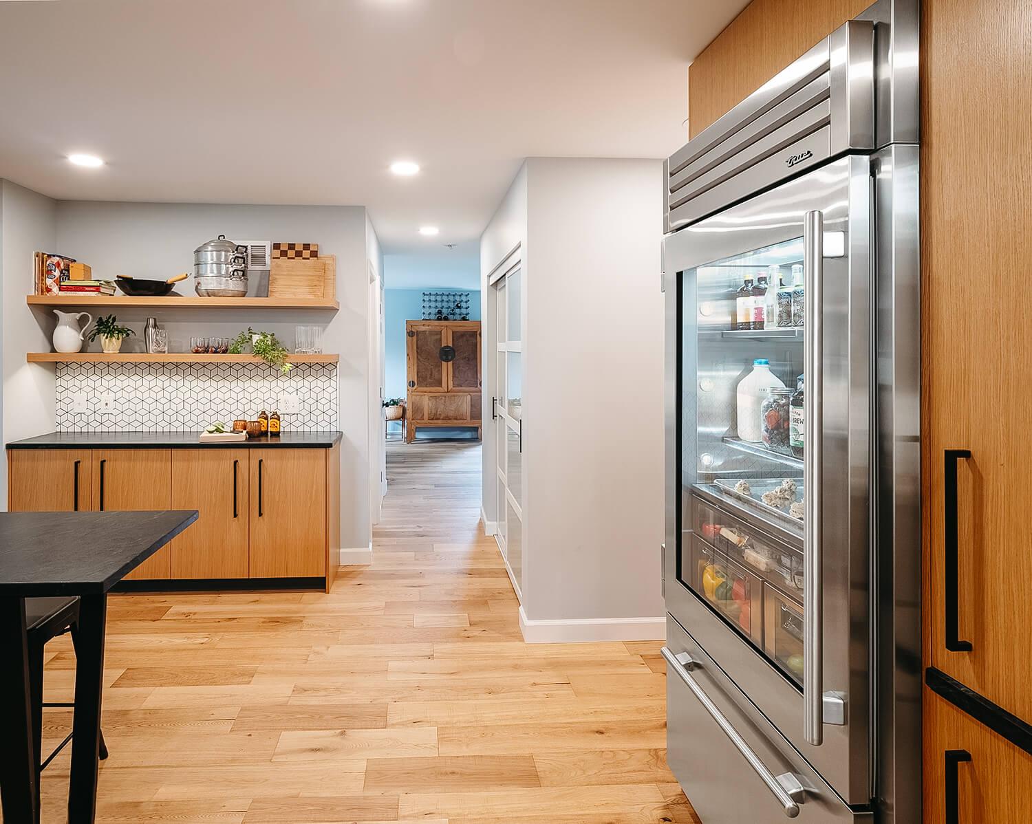 True Residential TR30RBFLSGA 30 Inch Stainless Glass Door Left Hinge Refrigerator With Bottom Freezer