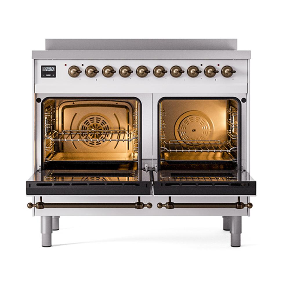 Ilve UNDI406NMPWHB Ilve Undi406Nmpwhb Nostalgie Ii Noblesse 40" Induction Range (Triple Glass Door, White, Burnished)