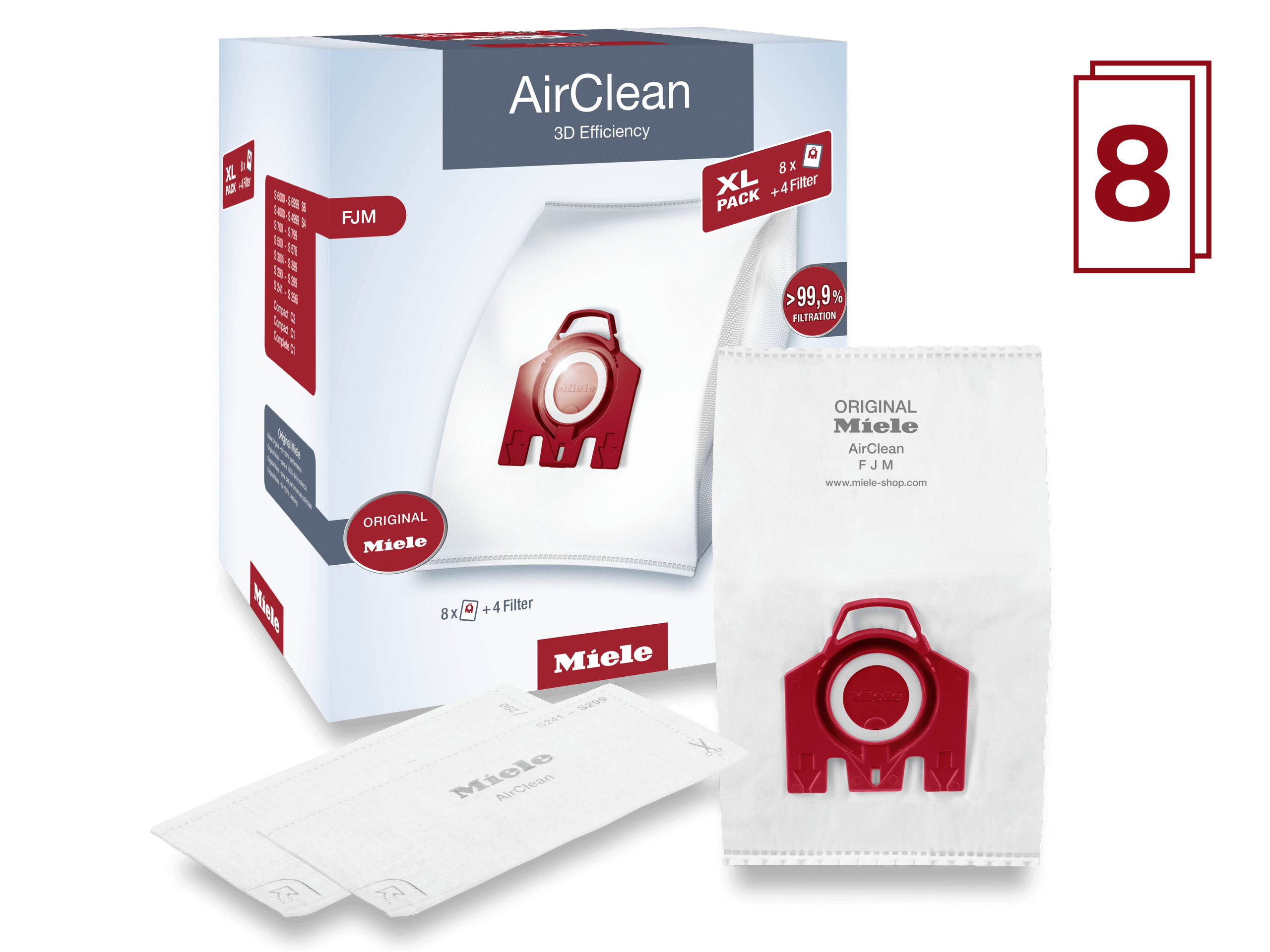 Miele FJMXLAIRCLEAN3D Xl-Pack Airclean 3D Efficiency Fjm - 8 Airclean Fjm Dustbags At A Discount Price