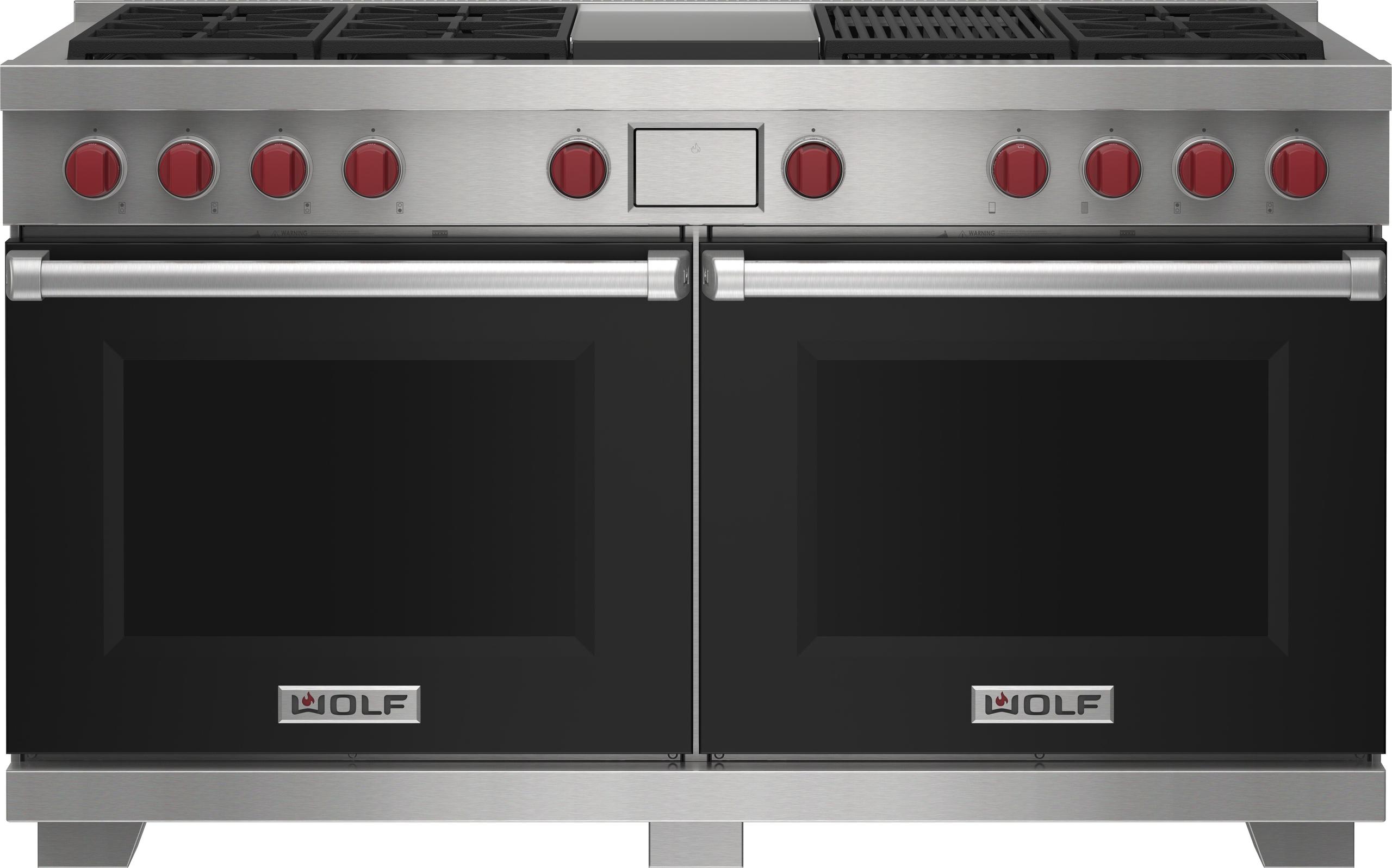 Wolf DF60650CGBKP 60" Dual Fuel Range - 6 Burners, Infrared Charbroiler And Infrared Griddle