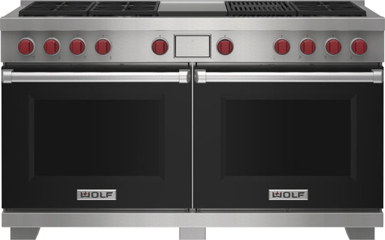 Wolf DF60650CGBKP 60" Dual Fuel Range - 6 Burners, Infrared Charbroiler And Infrared Griddle